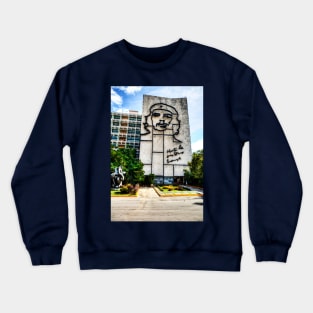 Ministry Of The Interior Building With Face of Che Guevara, Havana, Cuba Crewneck Sweatshirt